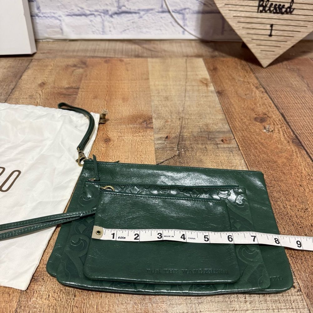 HOBO 'Triad' 3 different pouches with wristlet green leather - Picture 15 of 16